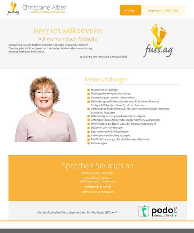 Werbeagentur Wedemark Mellendorf - Webdesign Fußpflege Podologin Mellendorf