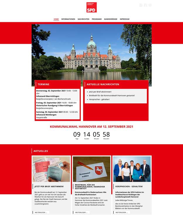 Werbeagentur Hannover: Wahlkampfwerbemittel und Webdesign für den Kommunalwahlkampf Hannover 