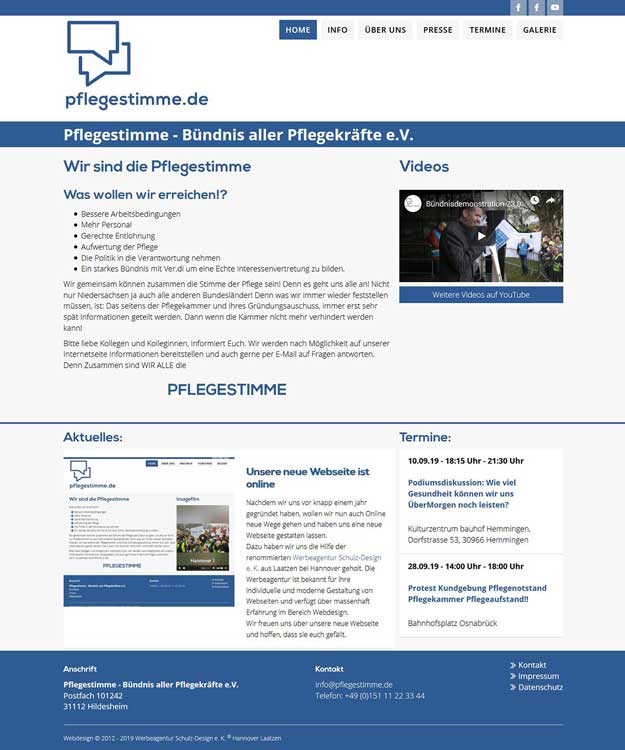 Webdesign Hildesheim Homepage Pflegestimme e.V. Webseite